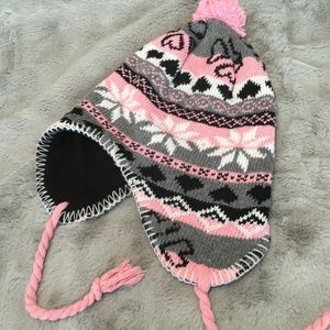 Peruvian Chullo Pink & Gray Ski Hat